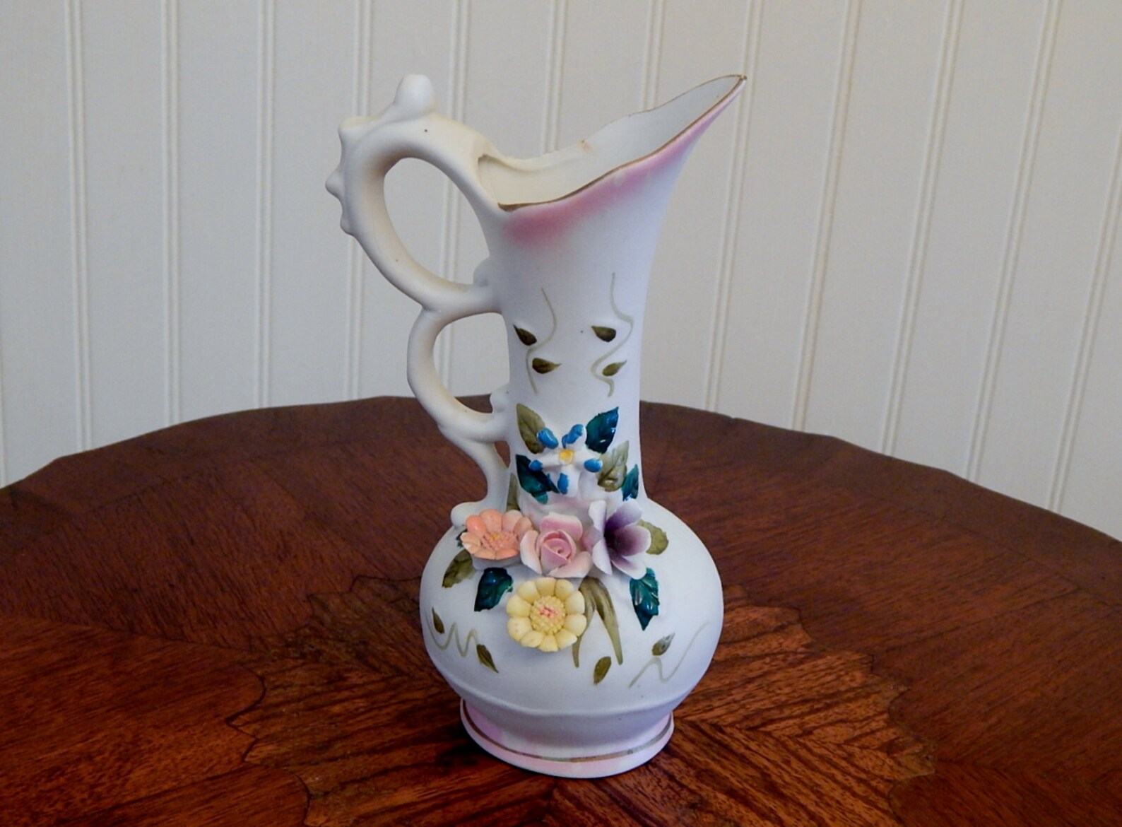 Vintage Hand Painted Raised Flower Bisque Vase by Interpur Etsy Sweden