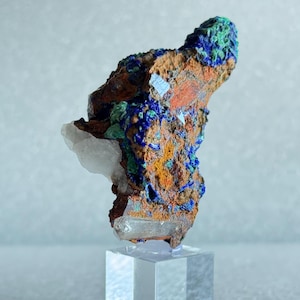 Azurite with Quartz and Malachite, specimen AAAA+, decor piece, usa | 43 grams - mined in 2004 | Morenci USA