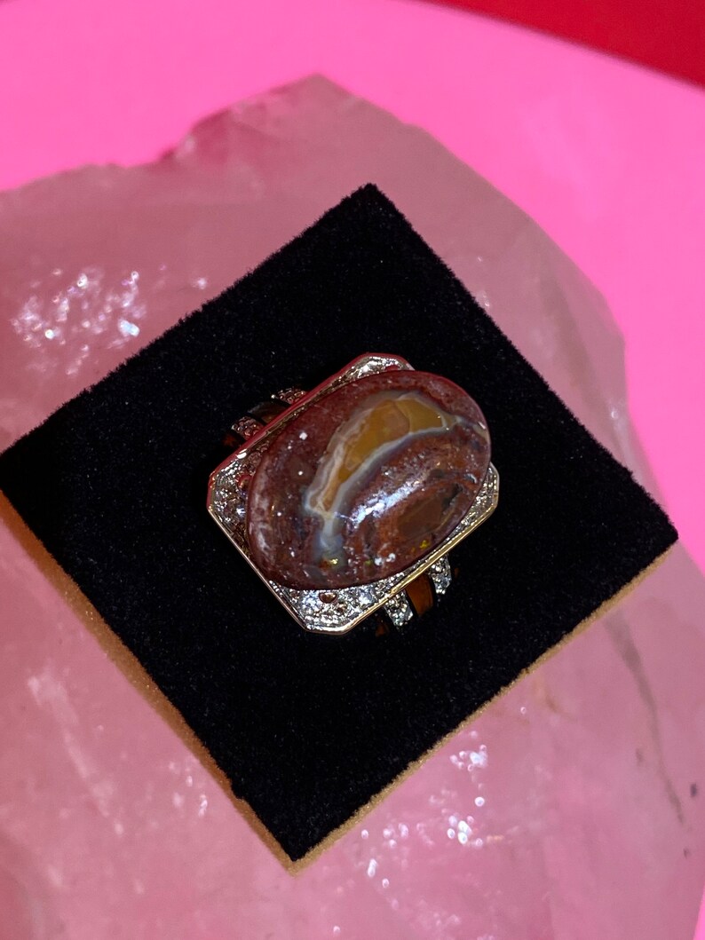 Yellow fire opal from Mexico jewelry cabochon opal Mexican fire opal specimen for jewelry collectible specimen RING NOT included AAA image 1