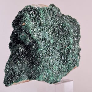Brilliant, dark olive-green libethenite crystal with malachite. A brilliant combination.Very rare