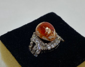 Fire red opal from Mexico | jewelry cabochon opal Mexican opal specimen for jewelry | collectible specimen | RING NOT included | AAA