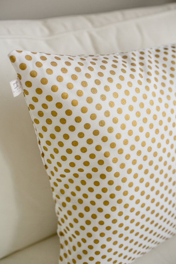Metallic Gold Polka dot pillow cover / gold polka dots / Etsy