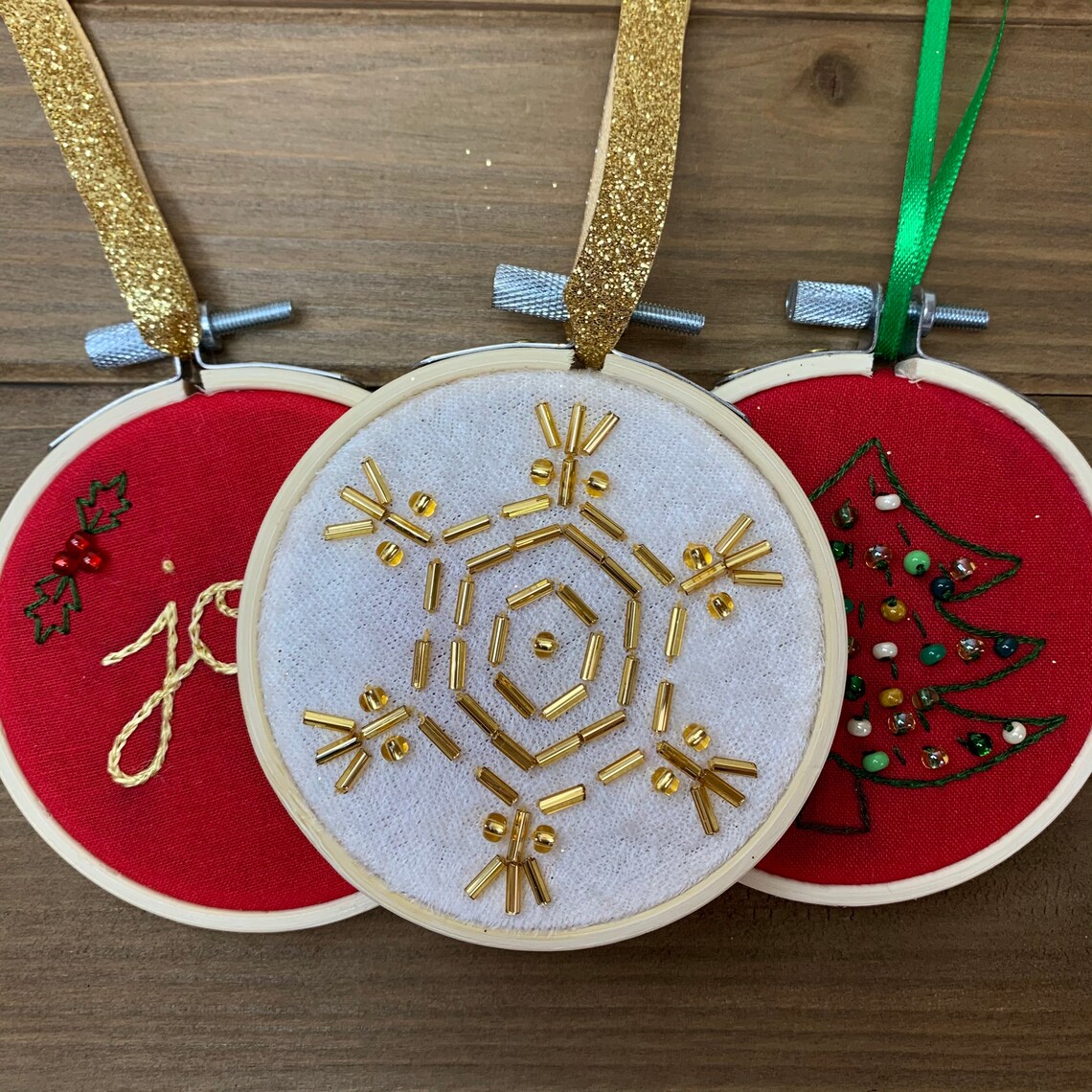 Embroidered Holiday Ornaments Mini Embroidery Hoop Ornaments Etsy