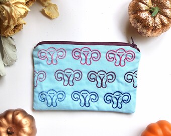 Tampon Bag | Hand Embroidered Bag | Makeup Bag | Embroidered Pouch | Uterus Pouch | Art Supply Bag | Christmas Gift | Hanukkah Gift