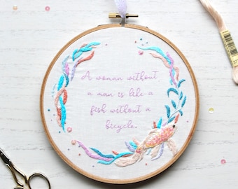 Feminist Embroidery Art | Spring Wreath | Embroidery Hoop | Divine Feminine | Feminist Gift | Embroidered Quote