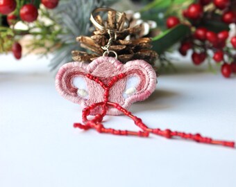 Uterus Embroidery Keychain | Embroidered Uterus Art | Fertility Nurse Gift | Hanukkah Gift | Embroidered Jewelry |  Christmas Gift