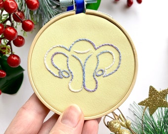 Mini Embroidery Hoop | Uterus Hoop Art | Feminist Embroidery | Doula Gift | Midwife Gift | Uterus Ornament | Pro Choice Art | Fertility Gift