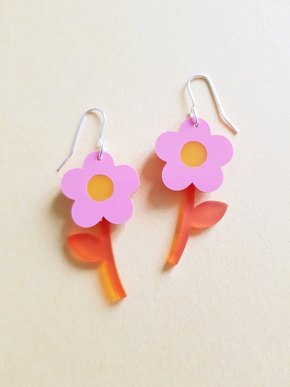 Acrylic cheap flower earrings