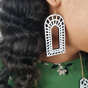 Trompe L&#39;oeil  Garden Arch  Earrings - laser cut jewellery