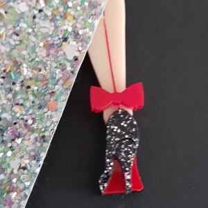 Burlesque Leg Brooch- Burlesque inspired jewellery laser cut from acrylic