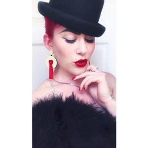 Burlesque Boob Statement Earrings with playful swinging tassels - Burlesque inspired jewellery laser cut from acrylic
