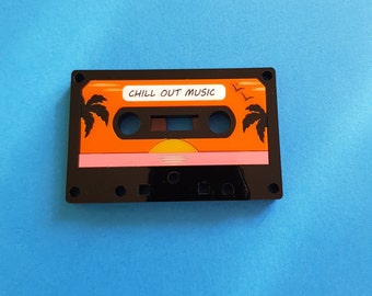 Chill Out Cassette Brooch  - laser cut acrylic