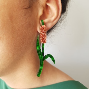 Bulrush Earrings - Laser cut acrylic