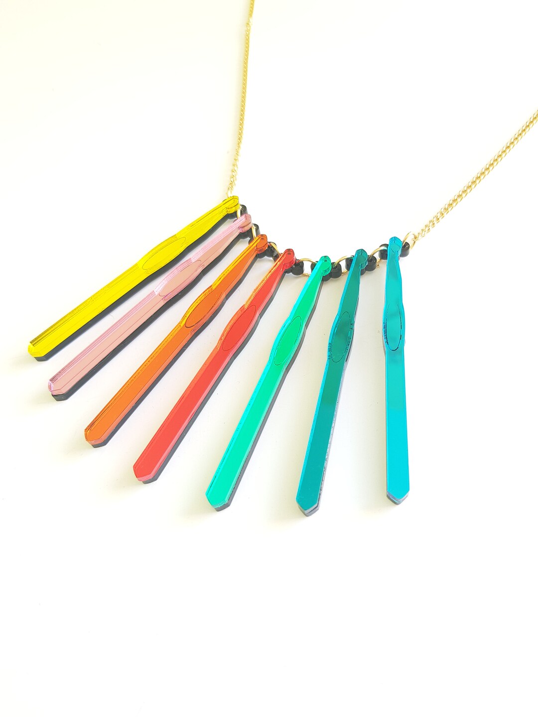 Crochet Hook Necklace Laser Cut Acrylic Mirror Etsy