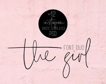 The Girl Font Duo + 12 PSD Instagram Post templates / Modern Calligraphy / Digital Font / Wedding Font / Instagram / Quote font / Branding