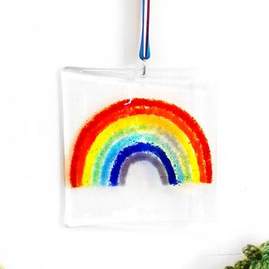 Personalised Rainbow Suncatcher, Fused Glass Handmade, Garden or Home, Perfect Rainbow Gift, LGBTQ + Pride