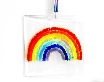 Personalised Rainbow Suncatcher, Fused Glass Handmade, Garden or Home, Perfect Rainbow Gift, LGBTQ + Pride