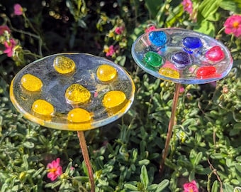 Bee Watering Station, Garden Bowl Feeder, Fused Glass Butterfly Drinking Cup, Pollinator Garden Decor
