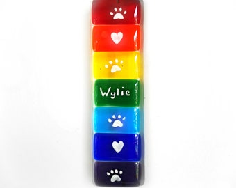 Personalised Pet Pawprint Keepsake Ornament, Rainbow Suncatcher, Paw Prints, Pet Remembrance, Pet Lover Gift, Rainbow Bridge