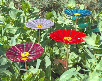 Bee Feeder Water Bowl Handmade Fused Glass, Garden Flower Decoration