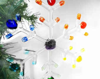 Snowflake Glass Ornament Large Rainbow Decoration