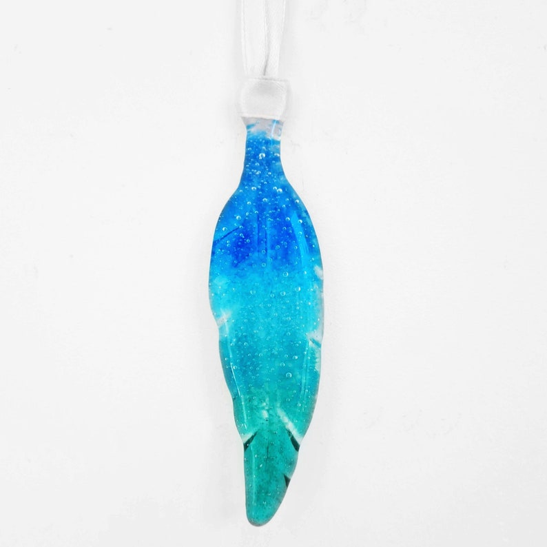 Glass Ashes Keepsake Feather, Choice of 3 mixed colours, Hanging Suncatcher Memorial Decoration, Pet dog, cat, rabbit, Cremation art image 1