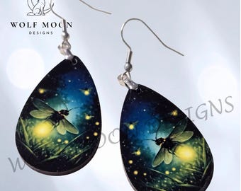 Firefly at Night Earrings: Sublimated, Lightweight, Gift Bagged