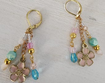 Dainty Flower Earrings with Bead Accents
