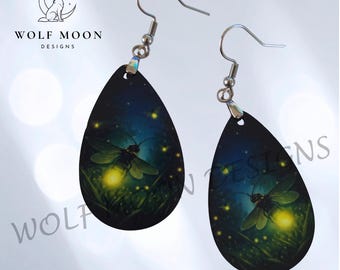 Firefly at Night Earrings: Sublimated, Lightweight, Gift Bagged