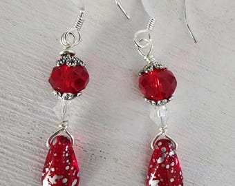 Red and Silver earrings
