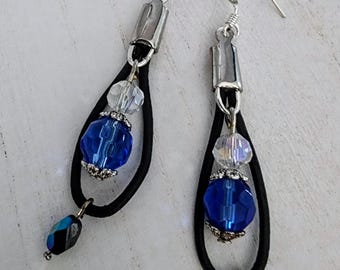 Leather & Crystal Earrings