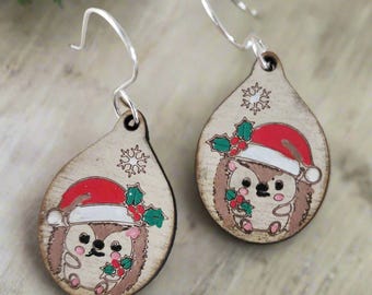 Hedgehog Christmas Earrings