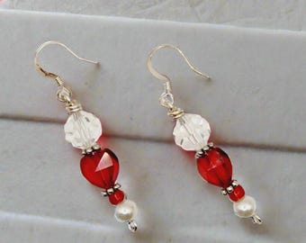 Red Heart Dangle Earrings