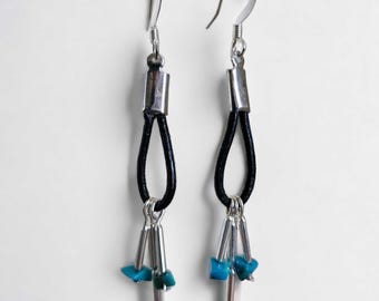 Leather Loop Turquoise Earrings