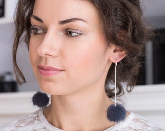Pom pom oorbellen, pluizige oorbellen, regenboog oorbellen, kleurrijke oorbellen, grote pom pom oorbellen, sieraden cadeau, bungeloorbellen, boho-sieraden