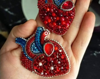 Anatomical heart brooch, human heart pin, medical anatomy pins for doctors and nurses
