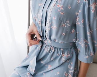 Minimalist Midi Dress,Cotton Viscose Loose Midi Dress,Summer Skirt,Half Sleeve Buttons Dress,Casual Flowy Dress,Solid Womens Dress