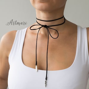 Suede Bolo choker Wrap necklace  Suede cord choker  Tie cord necklace Trendy necklace Party jewelry Tie choker