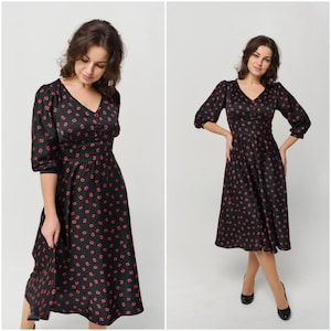 90s Maternity Dress Floral Midi Dress Grunge High Waist Day Dress Retro Pleated Skirt Short Sleeve Summer Vintage 1990s Small S image 4