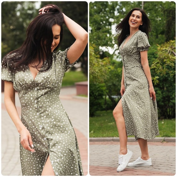 Midi zomerjurk Boho vrouwen midi wikkeljurk Zwangerschaps voedingsjurk Midi jurk lente en zomer lange jurk Etsy Nederland