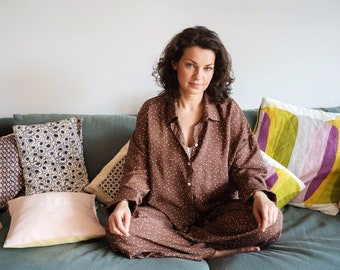 Two piece soft loungewear set for women, Button up cotton pajama set, Matching lounge set, Nightwear pj set, Sleepwear