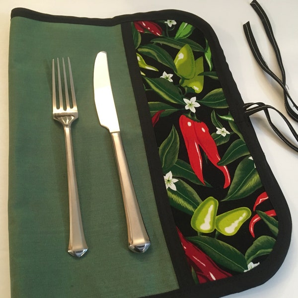 PEPPERS PLACEMAT - peppers tablemat - peppers lunchmat - roll up placemat - red peppers lovers - red peppers gift- vegetable placemat -