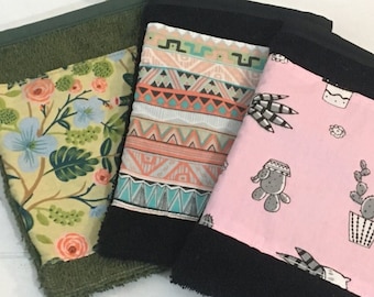 BATH MITT - floral bath mitt - bath mitten - cactus bath mitt - geometric bath mitt - floral bath mitten