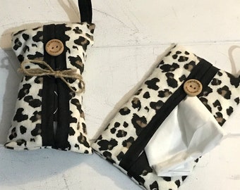 TISSUE CASE - tissue case  - leopard tissue case - leopard pattern design - *get a free handkerchief *
