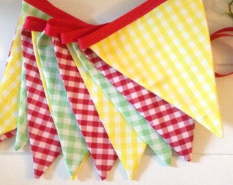 PICNIC GARLAND - picnic decor - birthday decor - picnic party decor - picnic buntings - gingham bunting banner - garden party decor -