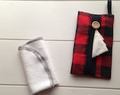 TISSUE CASES - lumberjack tissue case - lumberjack tissue cover - black red checkered tissue case - buffalo tissue case