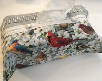 TISSUE BOX COVER - bird tissue box cover- bird tissue box case- gift for bird lover- bird home decor-