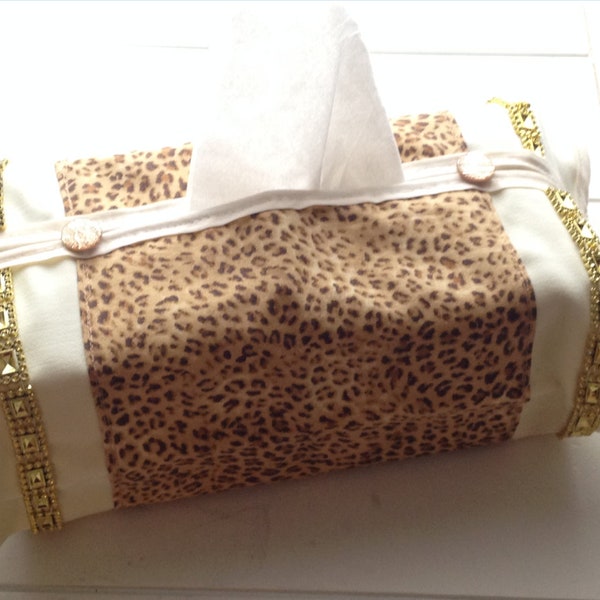 BLING TISSU COVERS - white & leopard tissu box covers - leopard tissu covers - leopard decor - leopard decorations - home decor