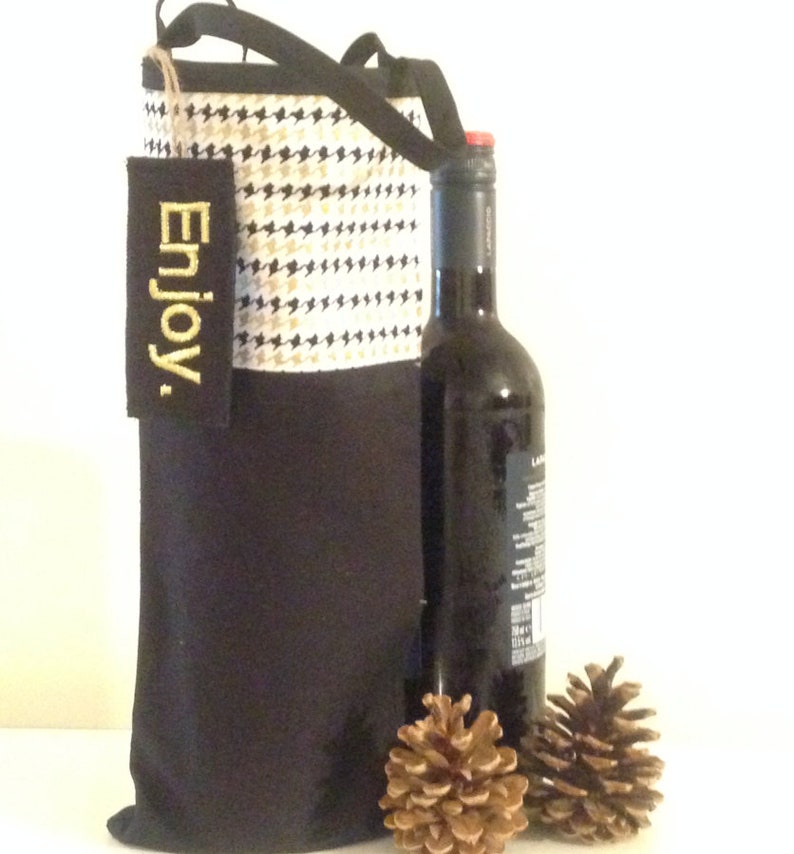 houndstooth pattern design - WINE GIFT BAG wine bag wine gift bag