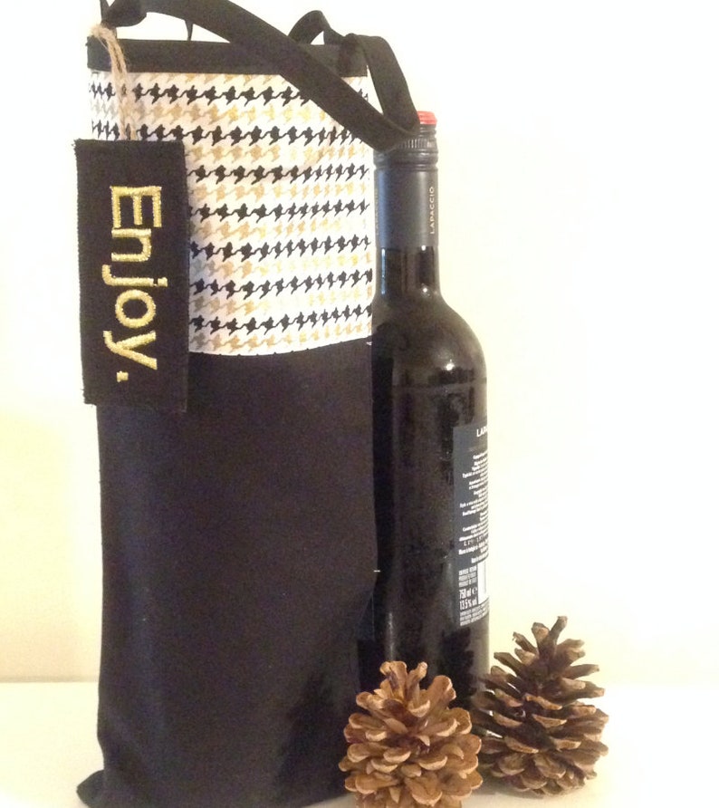 houndstooth pattern design - WINE GIFT BAG wine bag wine gift bag